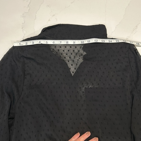 In every Story Plus Size 1X Sheer Button Down Collared Blouse Shirt Polka Dots - Picture 10 of 11